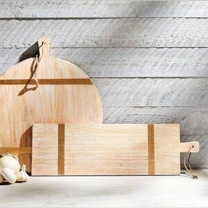 NWT Mudpie Rectangle Gold Strap Wood Serving Board